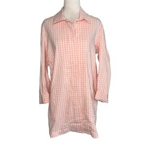 J. McLaughlin Medium Pink & White Gingham Plaid Light Hidden Button Tyra Jacket
